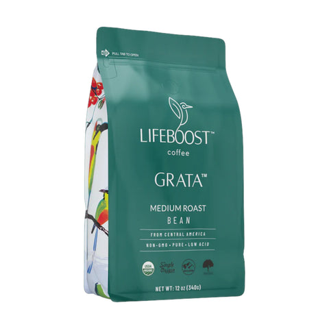 LifeBoost Grata Medium Roast Bean Coffee, 12oz (340g)