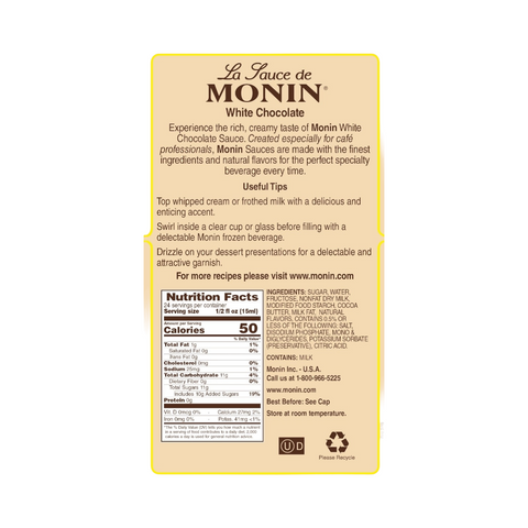 Monin White Chocolate Sauce 12 oz
