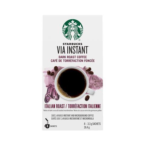 Starbucks Via Instant Italian Roast Coffee, 8 sachets